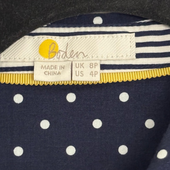 Boden Navy and White Polka Dot Long Sleeve Shirt Dress - Picture 5 of 6